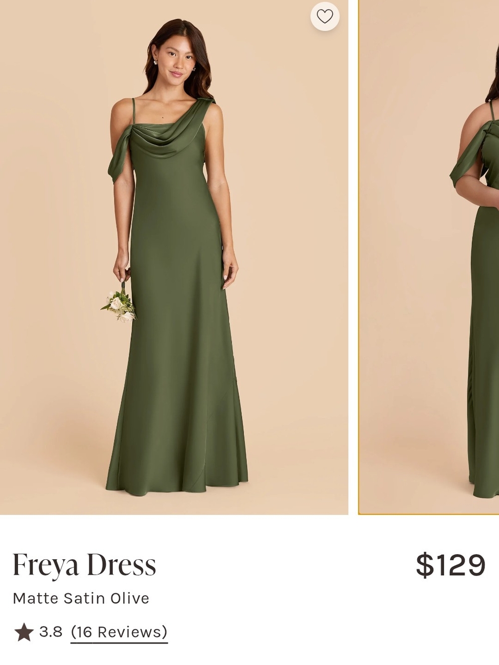 NWT Birdy Grey Freya Matte Satin Olive Gown